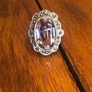 Vintage amethyst and marcasite ring